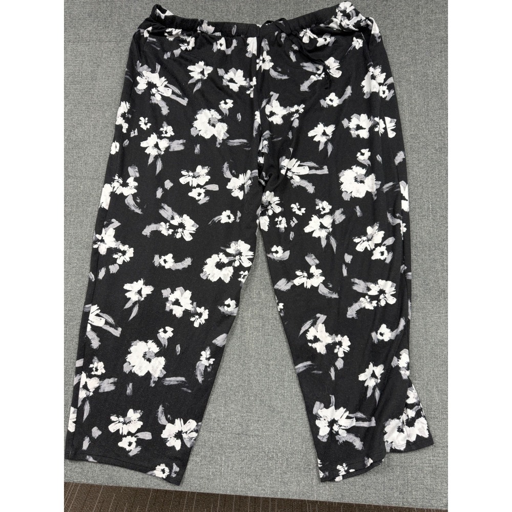 Simply Vera Vera Wang Floral Pajama Pants Black White Plus Size 2X Wide Leg Crop - Picture 4 of 5